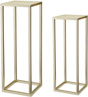 Gold Plant Stand Indoor Pack of 2, No Assembly Required Metal Pedestal Flower Stand, Upgraded 0.6" Heavy Duty Column