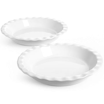 Ceramic Pie Pans for Baking, 9 Inch, 36 OZ, Set of 2, White