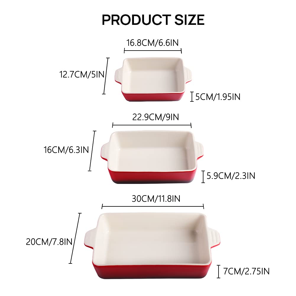 Ceramic Bakeware Set, Rectangular Baking Dish for Oven Lasagna Pans for Cooking, Kitchen, Cake Dinner, Banquet and