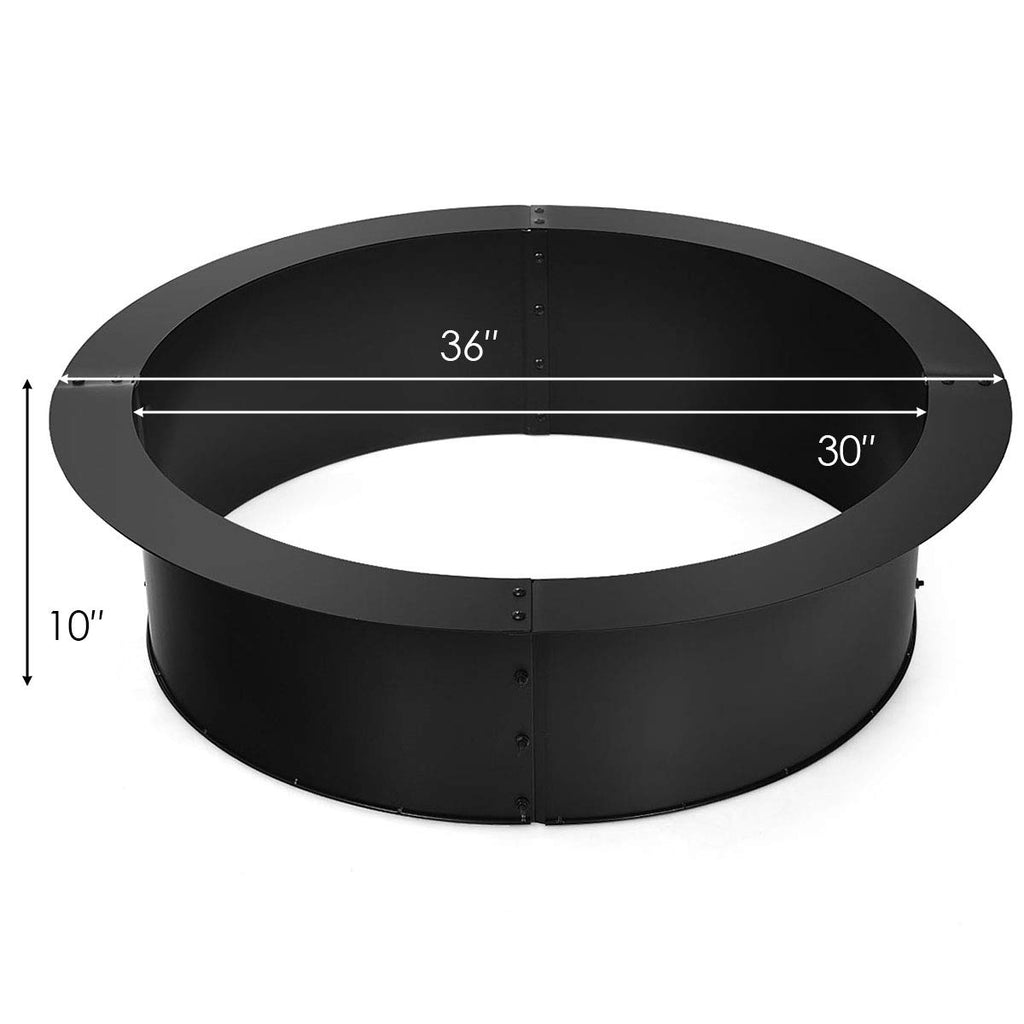 Fire Ring Heavy Duty Thick Solid Steel Fire Pit Liner 36-Inch Outer/30-Inch Inner Diameter, DIY Fire Pit Rim Above or