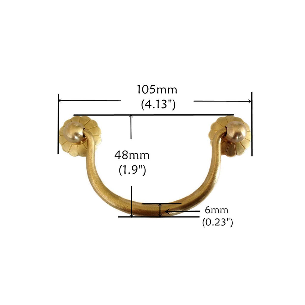 4 Pack Traditional Bail Cabinet Hardware Handle Pull Antique Brass Drawer Pull, 3-3/20 Inch Hole Centers (80mm), Gold