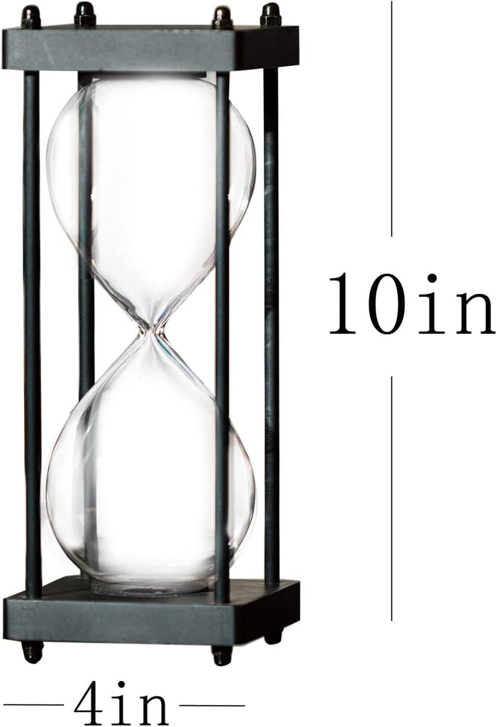 Large Fillable Hourglass Timer, Black Wooden Sandglass, Empty