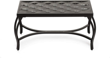 Free Standing Patio Garden Weave Bench, Metal Bronzed Black