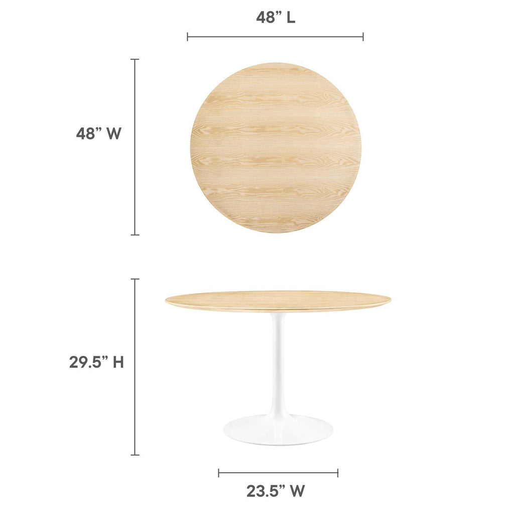 Lippa Dining Table, 48", White Natural