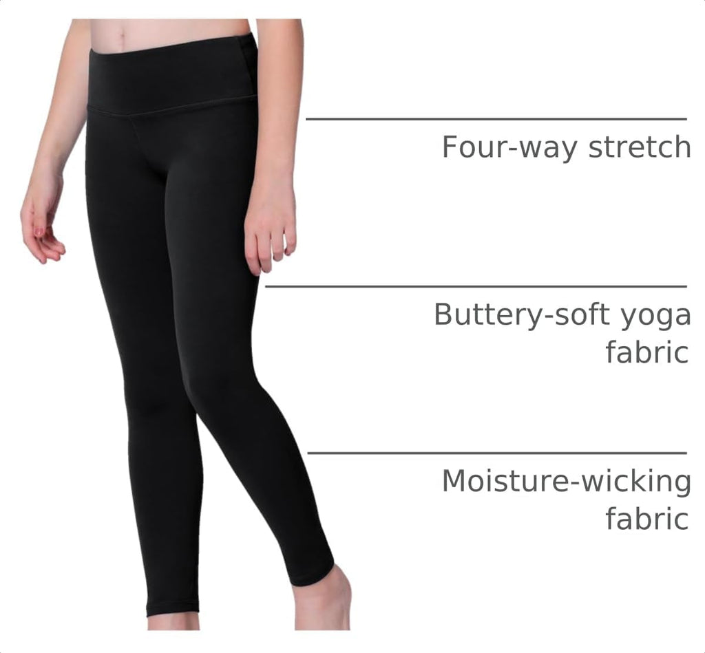 Girls Leggings with Hidden Pocket for Kids Dance Yoga Athletic Pants