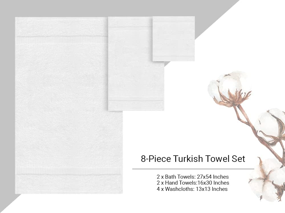 8-Piece Towel Set, 100% Premium Cotton Turkish Towels,Luxury Towel Super Soft and Absorbent, Perfect Use , Shower