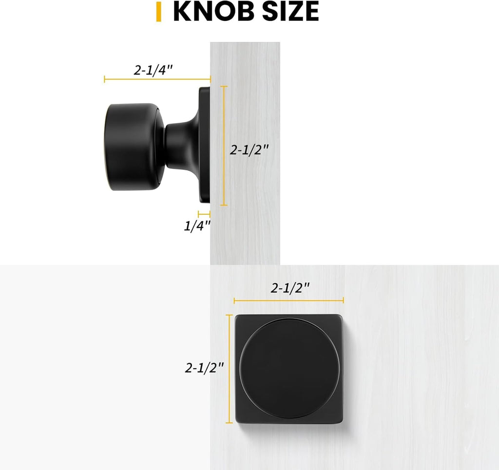 Matte Black Dummy Door Knobs No-Function, Single-Side Black Door Knobs for Handle, Closet Door Knob Pull/Handle