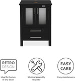 24" Modern Bathroom Vanity with Blue Glass Vessel Sink - Freestanding Cabinet with Soft-Close Door