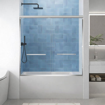 56-60" W x 57" H Semi-Frameless Bathtub Sliding Doors