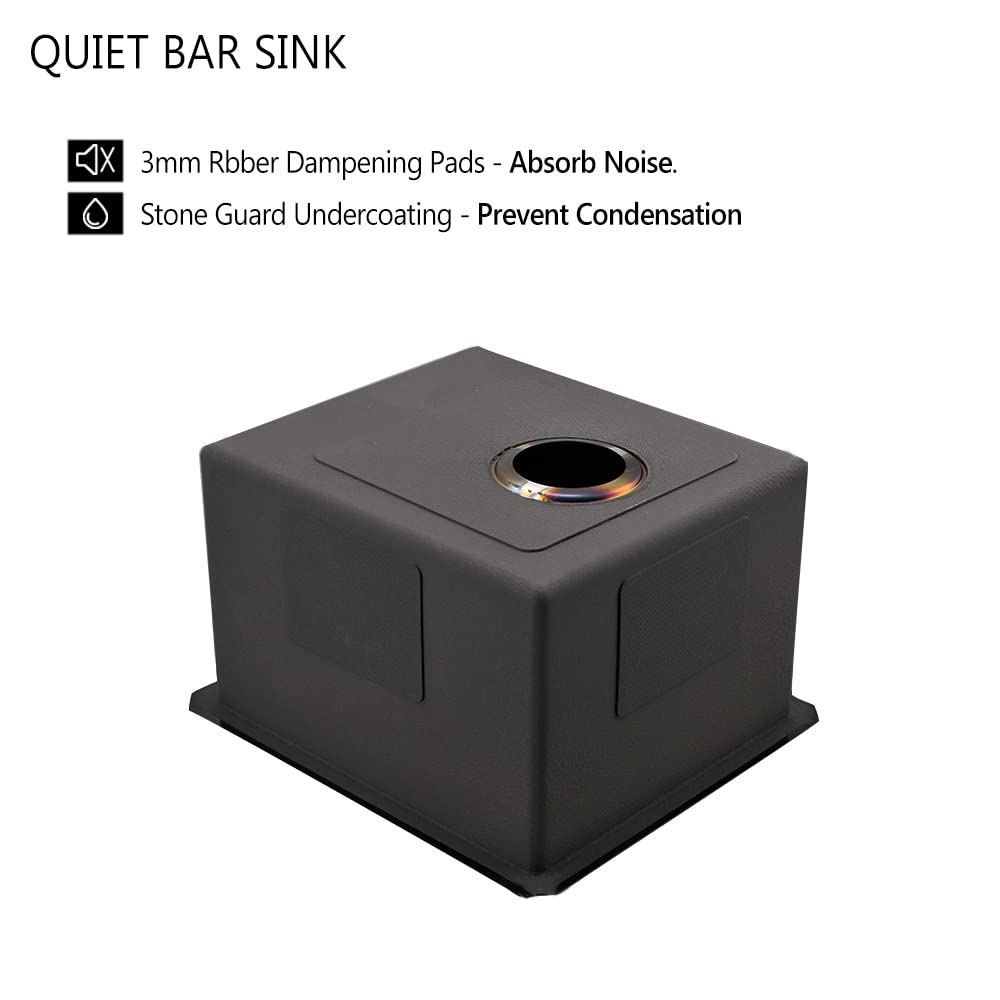 15x17 Inch Black Undermount Stainless Steel Bar Sink