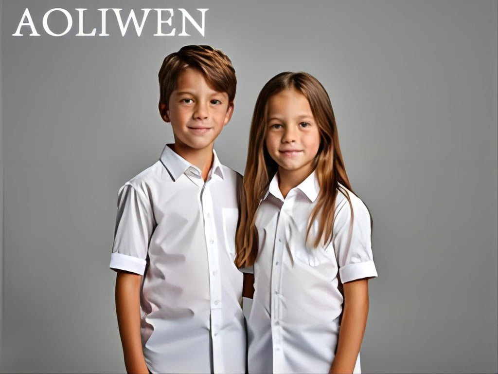 Boys Long Sleeve White Button Down Shirt - Collared Uniform Boys White Dress Shirt Button Up Shirt Boys