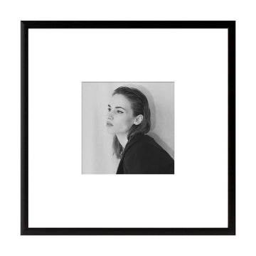 8x8 Black Aluminum Frame with White Mat, Real Glass