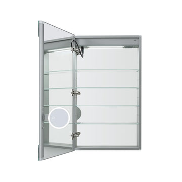 Edge Royale LED Lighted Medicine Cabinet Defogger, 3X LED Lighted Vertically Adjustable Magnifying Mirror, Electrical