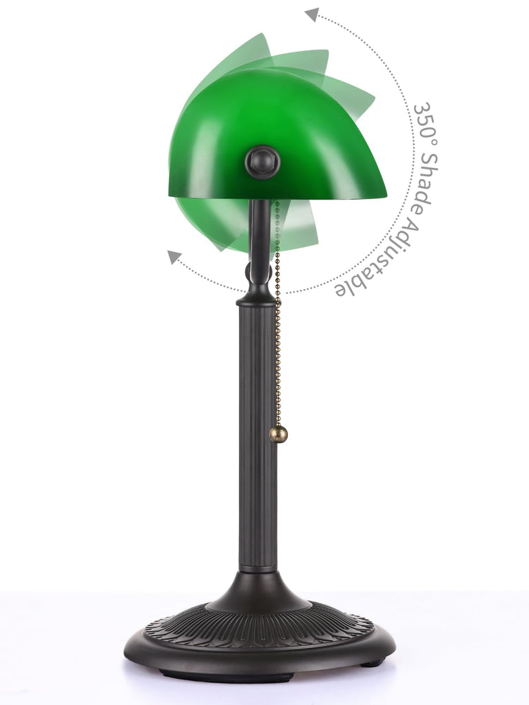 Quick-Change Shade Antique Green Glass Bankers Desk Lamp
