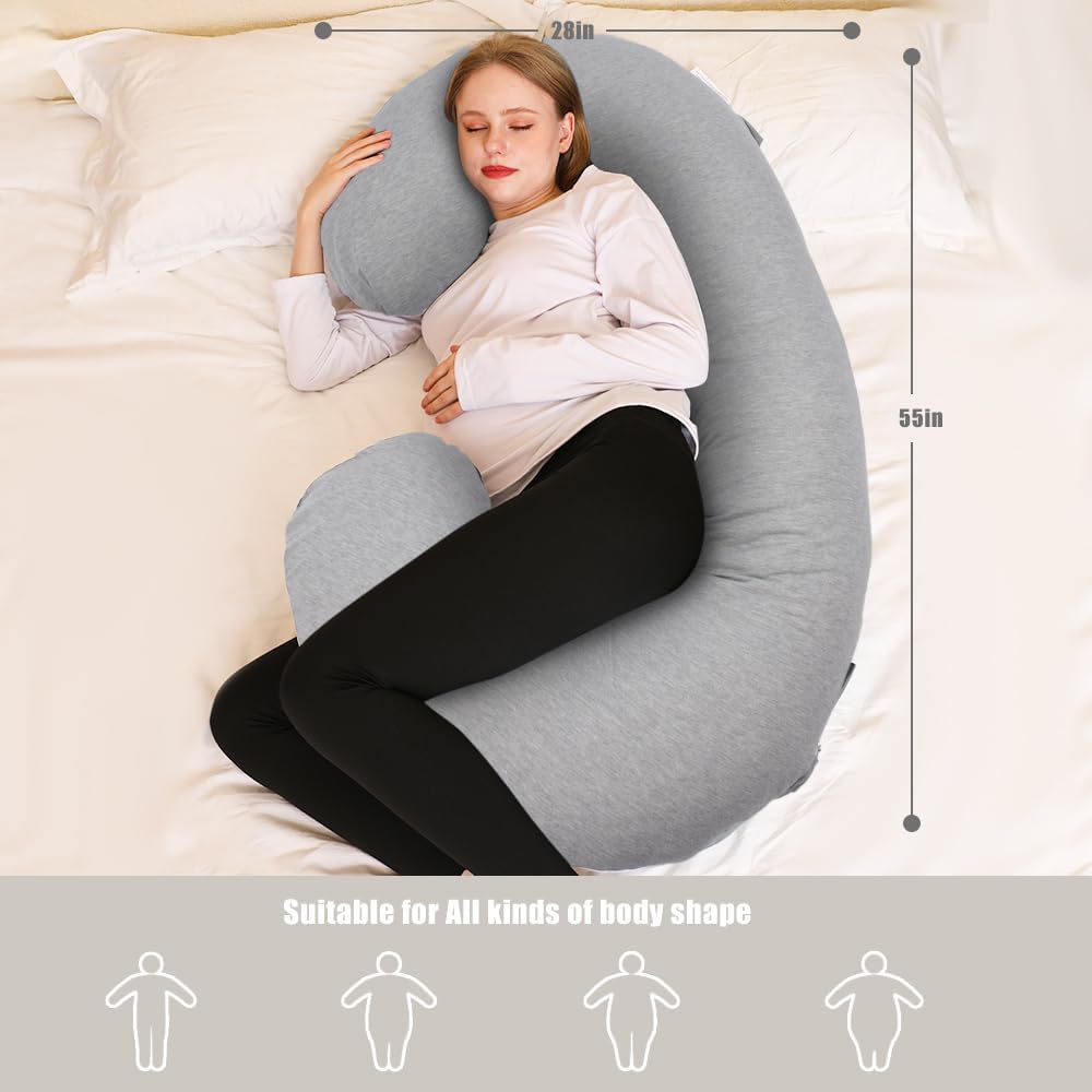 Pregnancy Pillow, C Shaped Full Body Pillow Maternity Pillow for Women 55 inch, Pregnancy Pillows for Sleeping