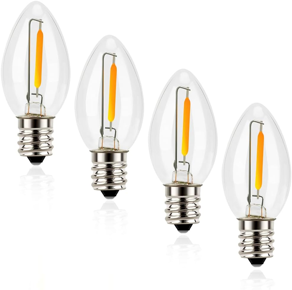 Night Light Bulbs, C7 Candelabra LED Light Bulbs, E12 Chandelier Base, 4W 5W 6W 7W Incandescent Equivalent, Warm