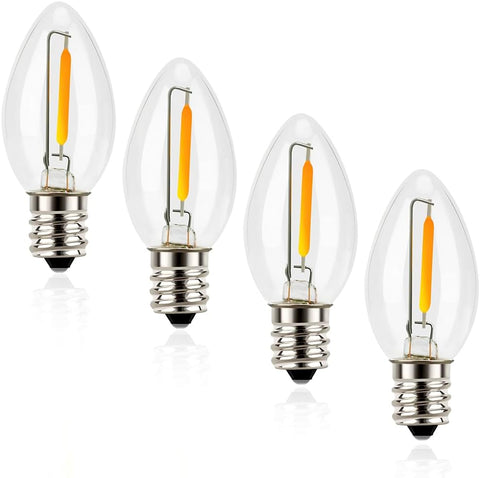 Night Light Bulbs, C7 Candelabra LED Light Bulbs, E12 Chandelier Base, 4W 5W 6W 7W Incandescent Equivalent, Warm