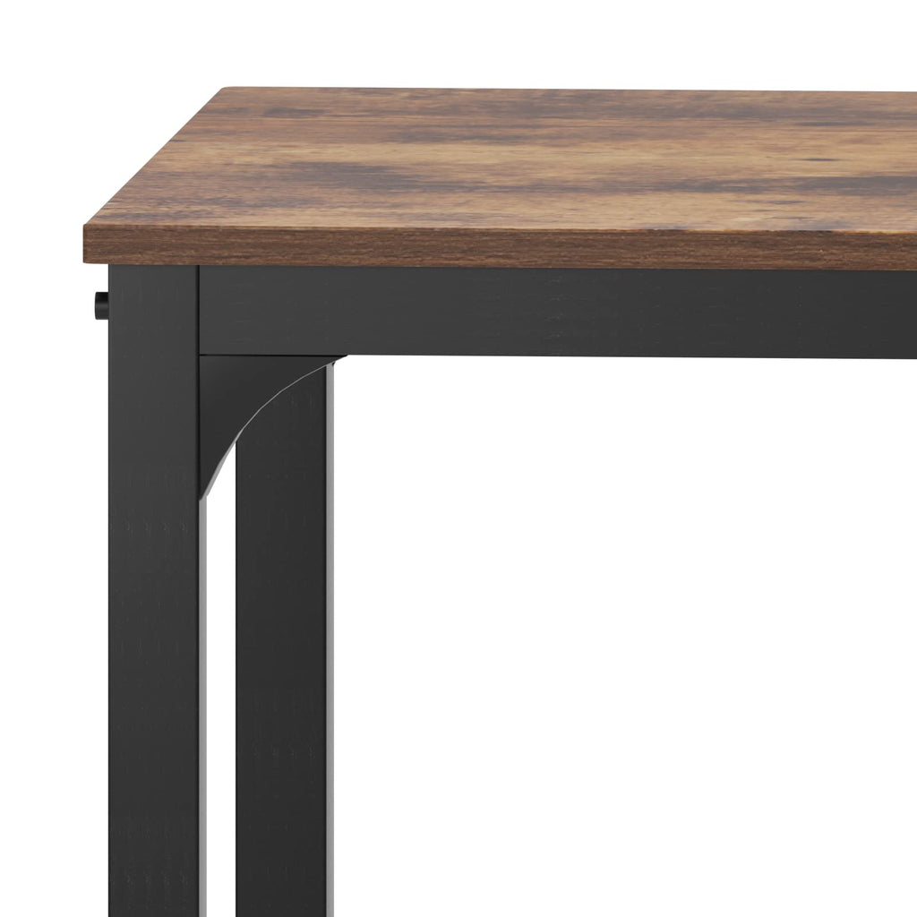 Dining Table Set, Two Chairs and One Bench 4 Pieces Set Wooden Table Top with Metal Legs for Breakfast Room, Dining
