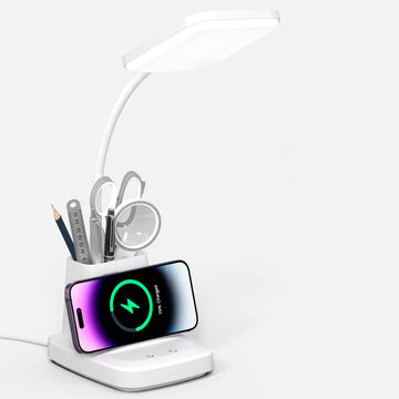 LED Desk Lamp with Wireless Charger, White