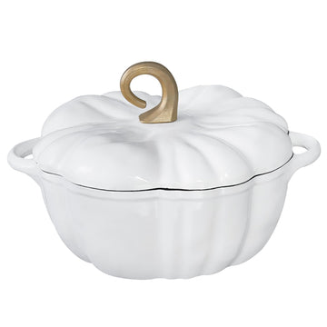 Pumpkin Cast Iron Dutch Oven, 3.3 Qt, White, Enameled, with Lid