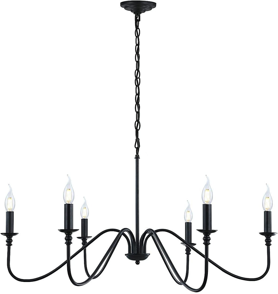 Black Chandelier,6-Light Rustic Industrial Iron Chandeliers for Dining Room Lighting Fixtures Hanging