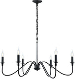 Black Chandelier,6-Light Rustic Industrial Iron Chandeliers for Dining Room Lighting Fixtures Hanging,Candle Hanging Hallway, Living Room, Foyer, Bedroom, Office, Bar,Island Lights A109-B09NL52QL9