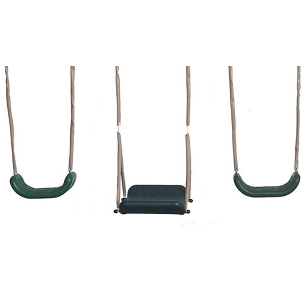 Crestview Metal Swing Set with 2 Swings & Slide, Green/Tan