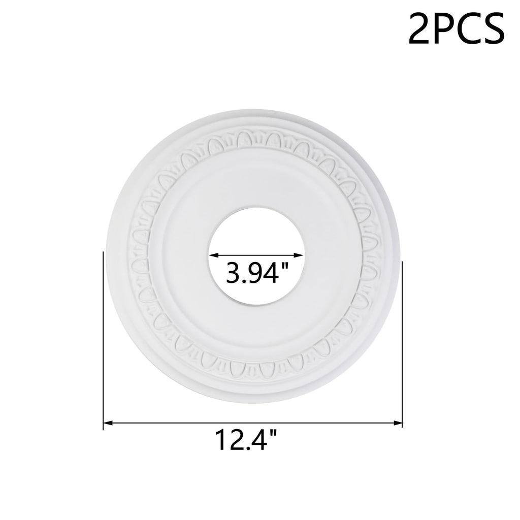 2PCS White Decorative Ceiling Medallion, 12.4" OD x 3.94" ID