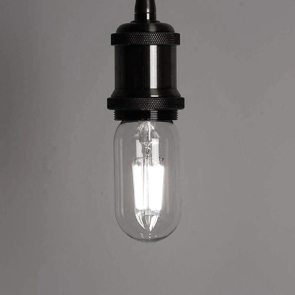Dimmable Vintage Edison Tubular LED Bulb T45/T14, 6 Watt E26 Medium Base, 4000K Daylight White, 60 Watt Equivalent