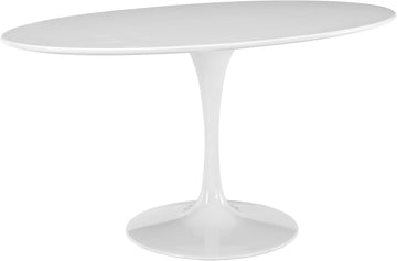 Inspired Tulip Style Oval Pedestal Dining Table — White, 60″ Oval