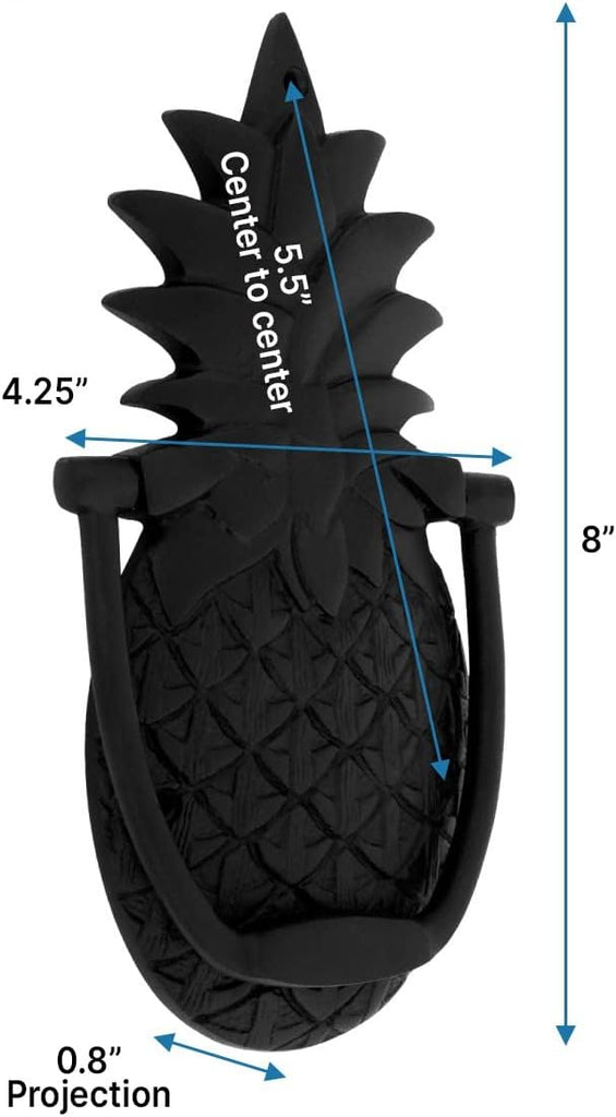 ᴹ Heavy Pineapple Door Knocker - Solid Brass Construction, Black Finish, 8 Inch Long with Mounting Hardware