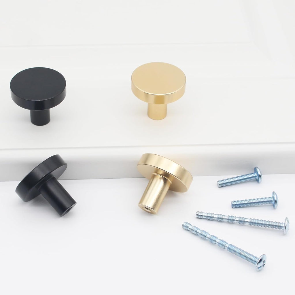 30 Pack Black Cabinet Knobs, Solid Dresser Knobs Kitchen Drawer Knob, Matte Black Single Hole Knob for Cabinets and