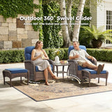 3-Piece Wicker Outdoor Patio Furniture Set - Swivel | Brown with Thick Cushions for Patio, Garden & Porch