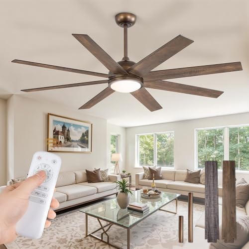 72" Ceiling Fan with LED Light and Remote - Champagne Gold