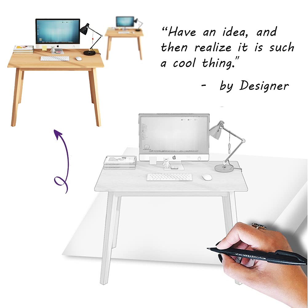 Simple Wooden Writing Desk - 47" W PC Laptop Computer Table, Walnut