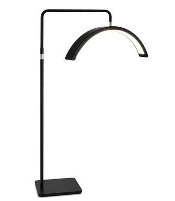 23" Half Moon Floor Lamp for Eyelash Extensions, Arched LED, Black