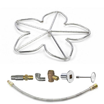 Penta Match Lit Fire Pit Burner Kit with 18-Inch Stainless Steel Burner, Propane, Polished