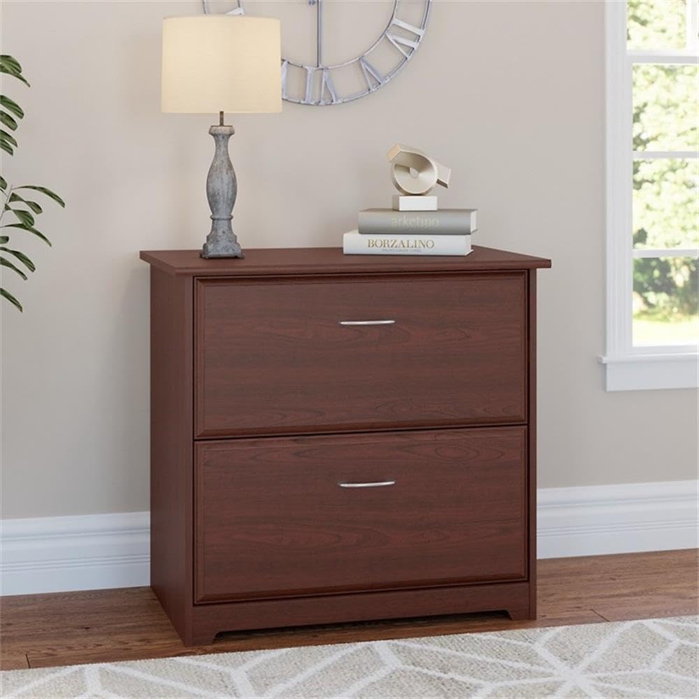 Home Cabot 2 Drawer Lateral File Cabinet in Harvest Cherry, Home Office Chest for Letter, Legal, and A4-size Document