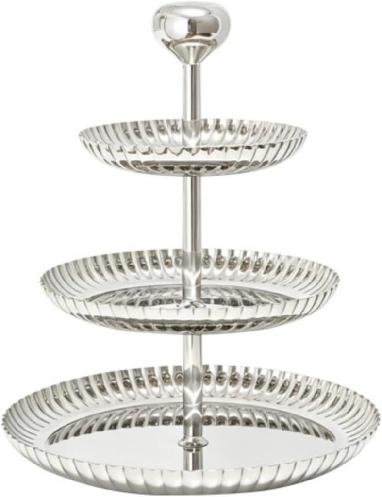 3 Tier Serving Tray Silver Tiered Serving Stand with Handle Mirrored Tiered Tray with Handle for Party Hosts, Pastry