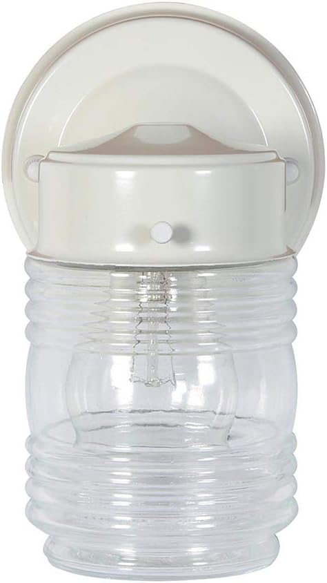 Jelly Jar 1-Light Outdoor Wall Light with Clear Ribbed Glass, Wet Rated for Porch, Patio, and Entryway - Design House