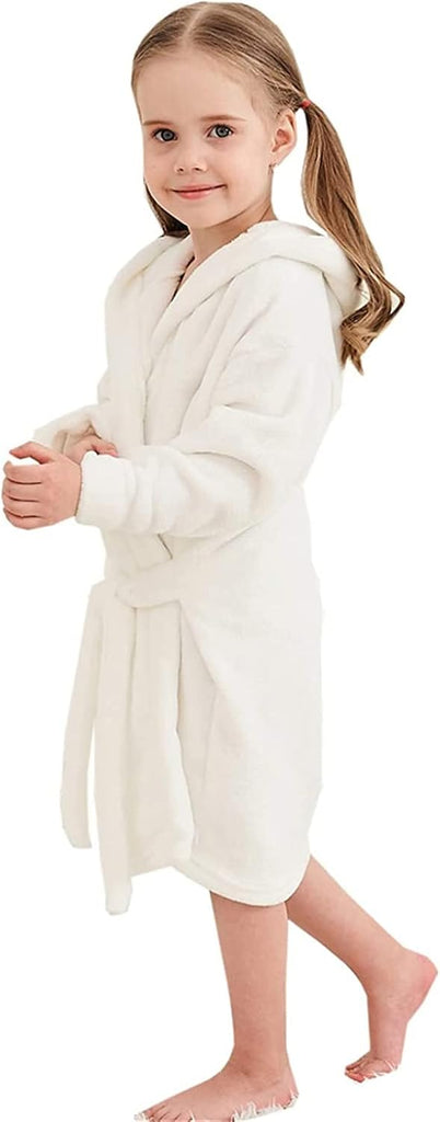 Girls Fleece Hooded Robes, Kids Soft Premium Fuzzy Bathrobe for Gifts