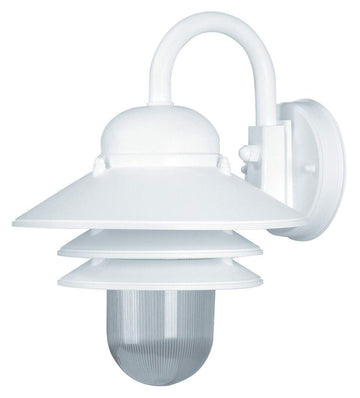 Nautical Outdoor Wall Light Fixture - Black or White - Composite & Clear Acrylic Lens, LED Bulb Included