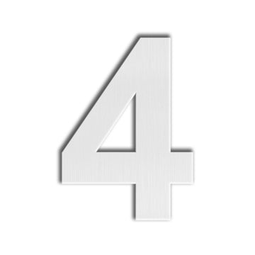 12 Inch Floating House Number 4 - Brushed 304 Stainless Steel