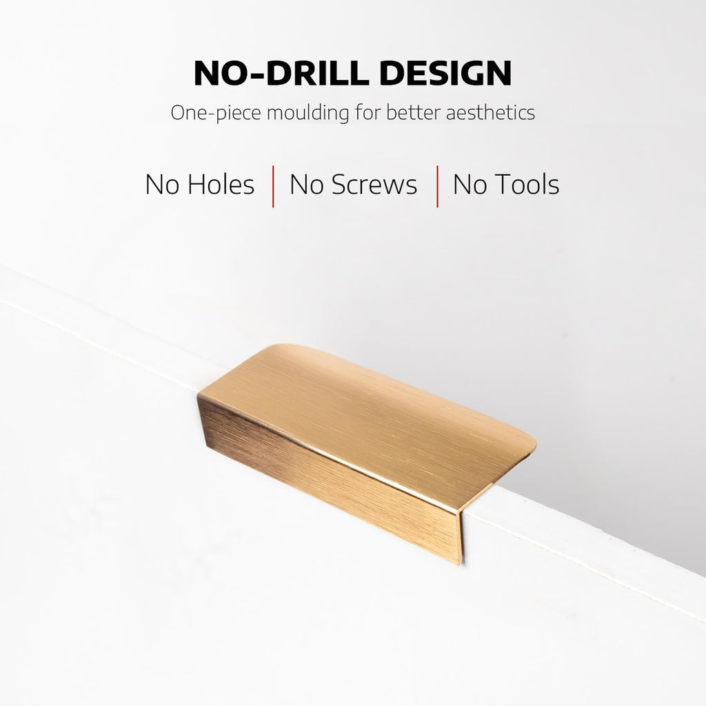 Adhesive Cabinet Finger Pulls Brushed Gold 3.15" Length