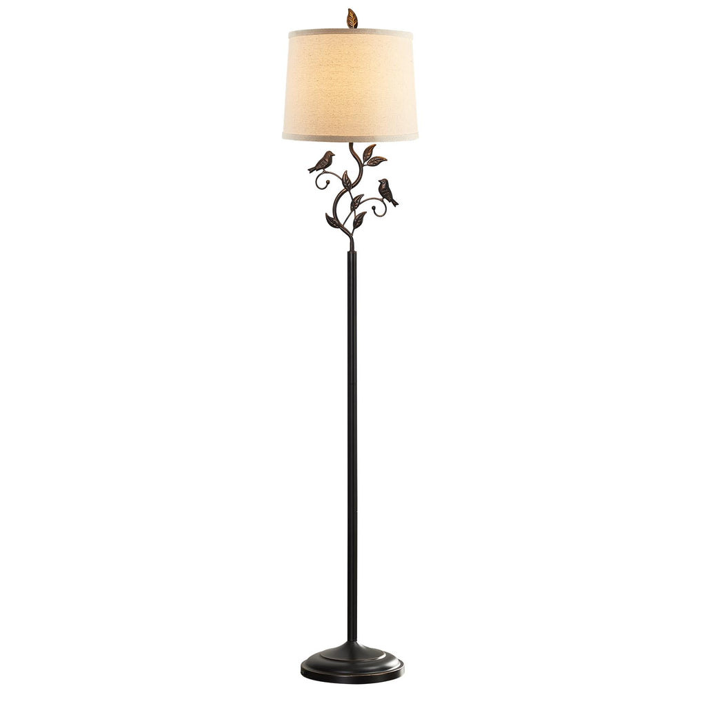 63" Rustic Unique Bird Leaf Floor Lamp