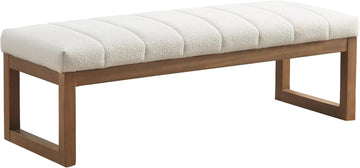 52.7" Bedroom Bench for End of Bed, Modern Upholstered Teddy Fabric Entryway Bench & Dining Bench, Footrest Stool