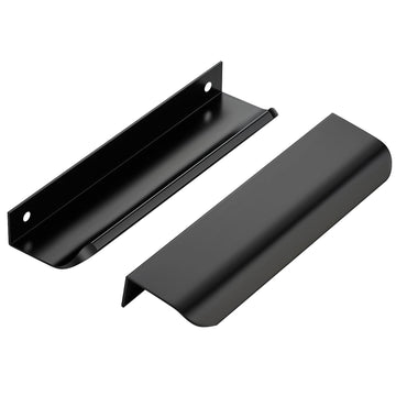 Matte Black Cabinet Handles Finger Edge Pulls 5.9 Inch CC 10 Pack