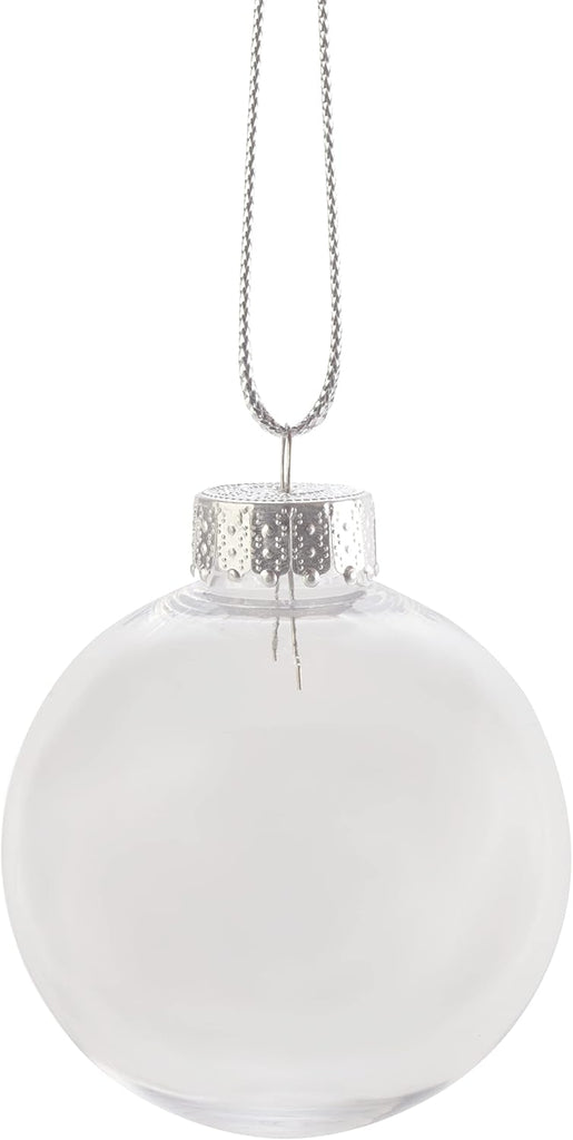 Bulk Value pcs - 67mm (2-5/8 Inch) Round Clear Plastic Ball Ornaments - Set of 25