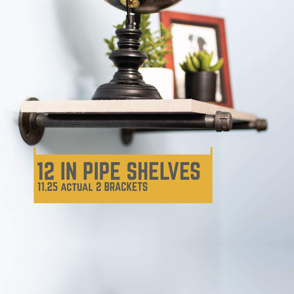 Industrial Shelf Brackets - Set of Two, Industrial Steel Grey Iron Fittings, Flanges and Pipes for Custom Floating
