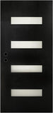 36" x 80" Fiberglass Front Entry Door, Frosted Glass, Wood Grain Black Finish, Solid Reinforced Core, Not Prehung